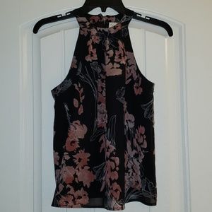 Sleeveless Mockneck Chiffon Halter Top